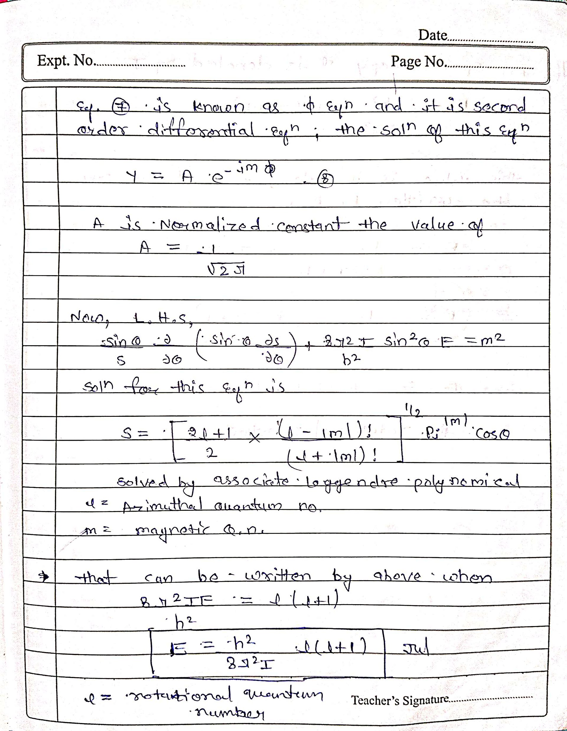 Physical Chemistry | Quantum Chemistry + HMOT | MSc Semester 1 | Handwritten Notes product image (5)