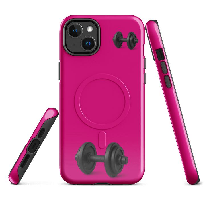 Vibrant Magenta Black Double Dumbbell iPhone® Case product image (1)