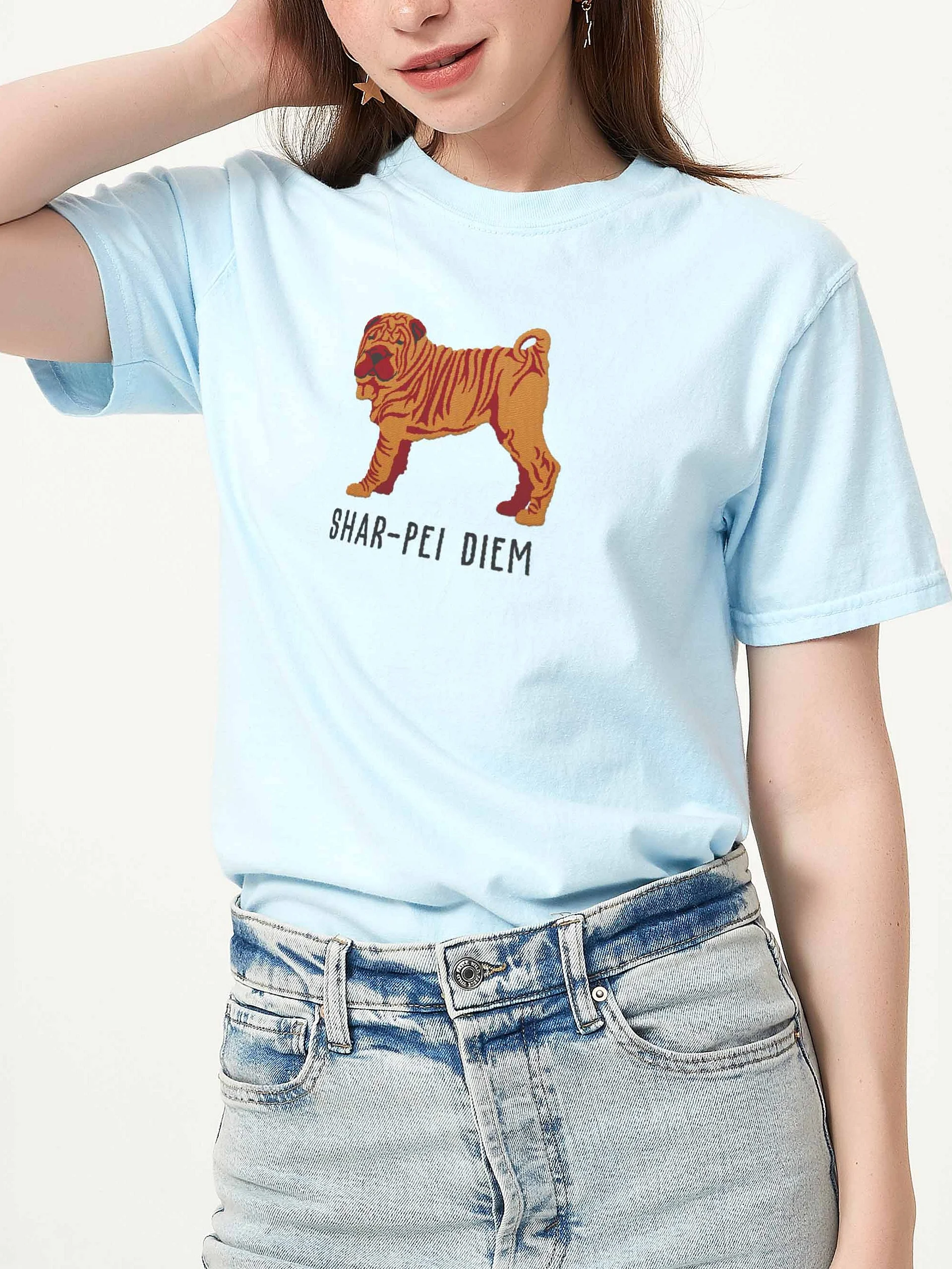 Shar-Pei Diem T-Shirt(Embroidered) of a Chinese Shar-Pei(Tan) product image (2)