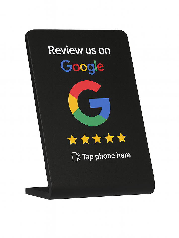 Google Review NFC Table Stand – Acrylic, Matte Finish, Tap to Review (Black) product image (1)