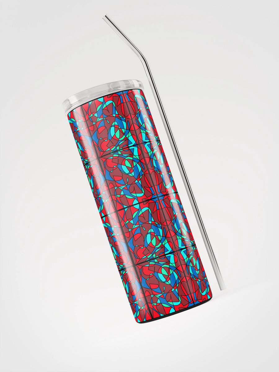 Red Stained Glass – Vibrant Red Pattern Stainless Steel Tumbler product image (3)