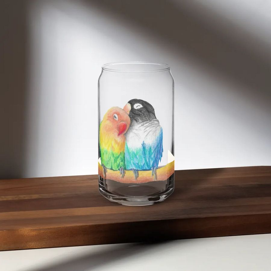 Lovebirds Drawing Glass Can Cup product image (35)