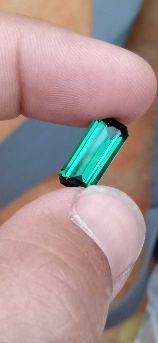 AFGHANI TOURMALINE LOOSE GEMSTONE EMERALD CUT GREEN COLOR STONE, 4.70 CARAT product image (5)