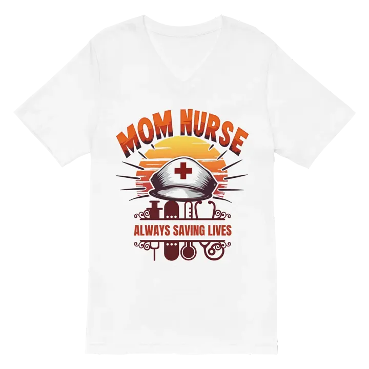 Heroic Mom Nurse Sunset V-Neck T-Shirt product image (2)
