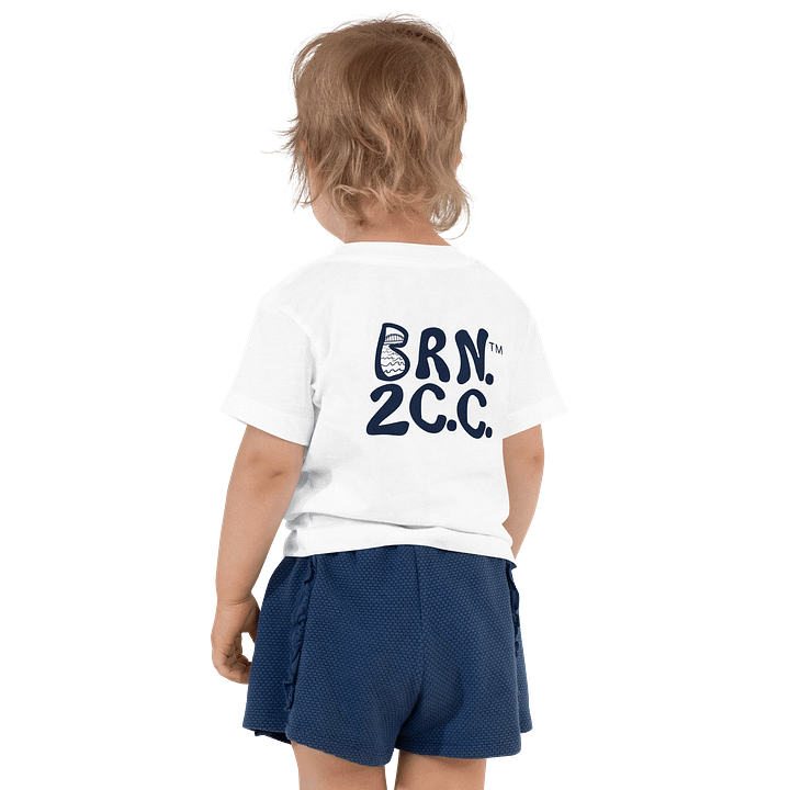 BOURNE to Cape Cod™ | DTG Vintage Print | Toddler T-Shirt | BRN.2C.C.™ | Back Logo | Soft Coastal Tee for Little Explorers | Navy Logos product image (2)