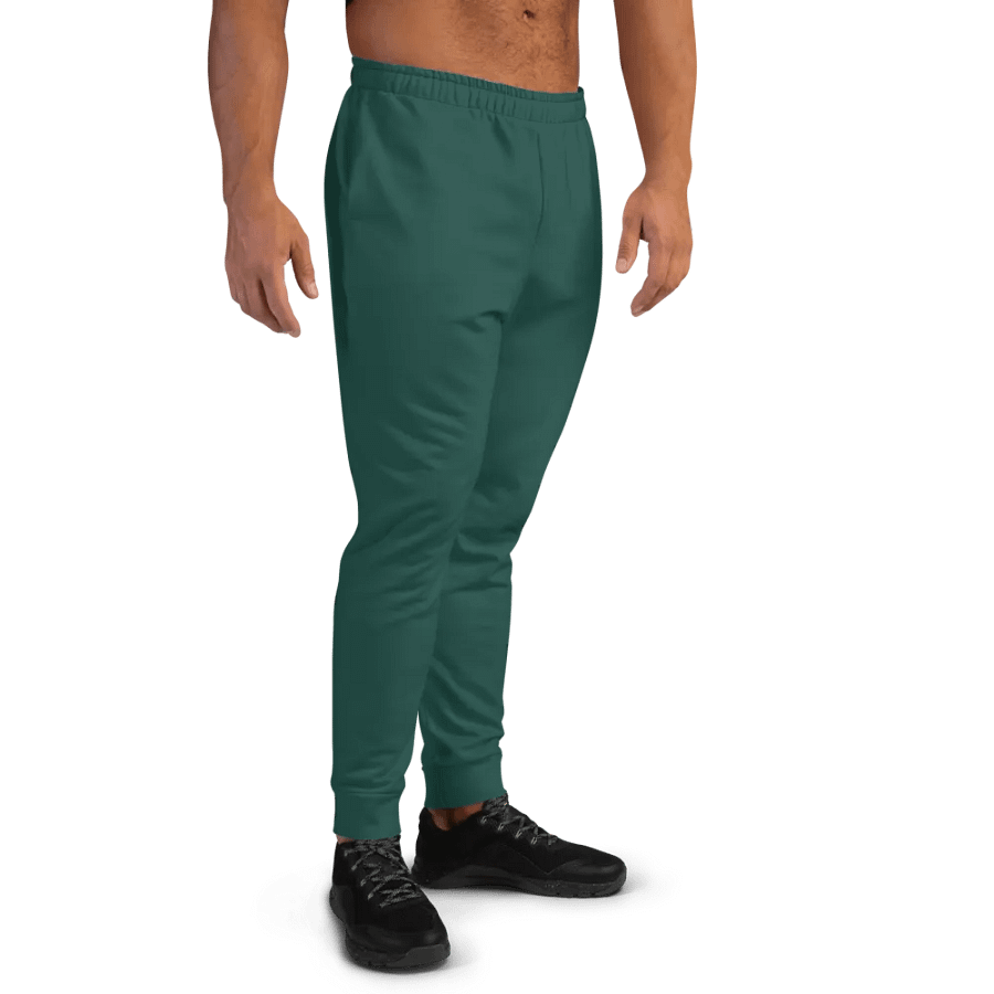 Plain Dark Green Soft Summer Recycled Polyester Premium Men's Joggers by Treasure Pie product image (8)