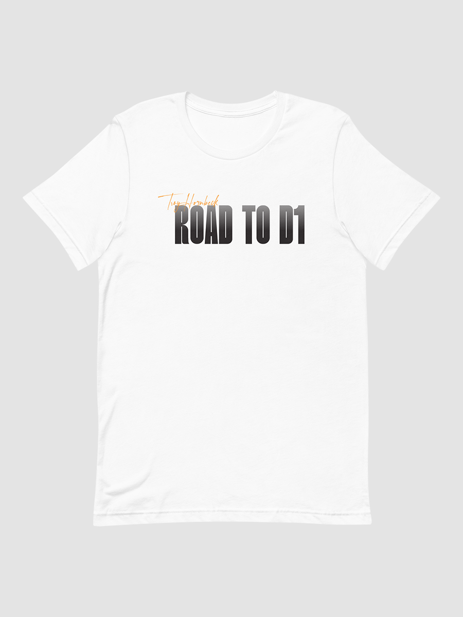 Troy Hornbeck - ROAD TO D1 - White T-shirt with ORANGE product image (1)