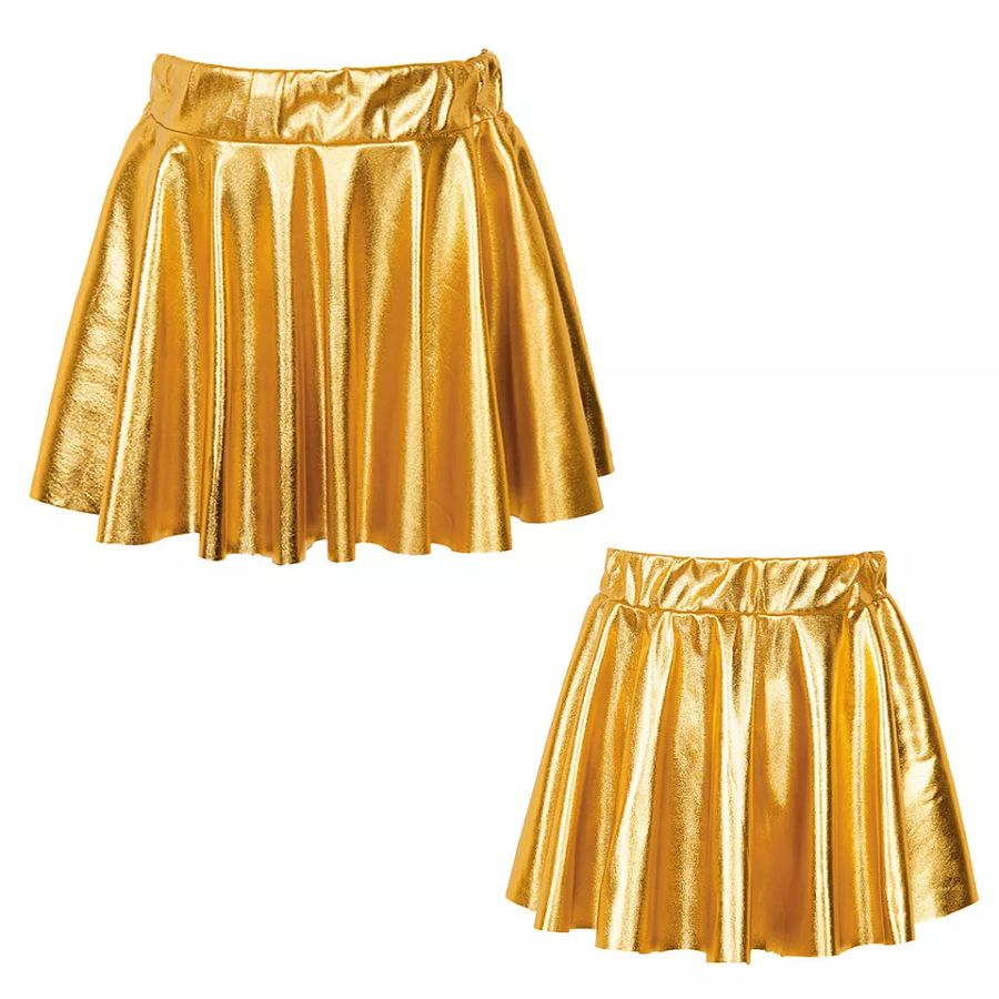 Kids Girls Shiny Metallic Pleated Mini Skort Skirt Skater Athletic Dance Skirts product image (4)