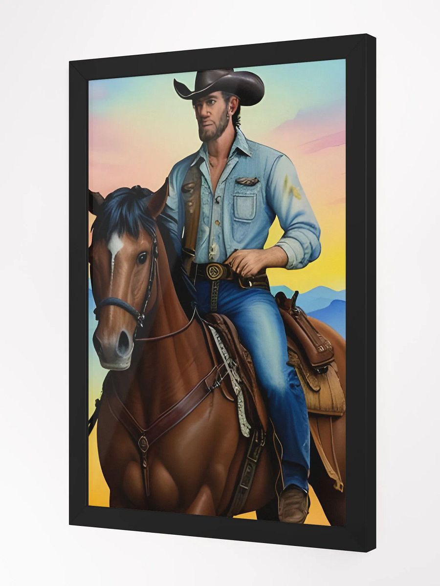 Cowboy setting on a horse wall art product image (7)