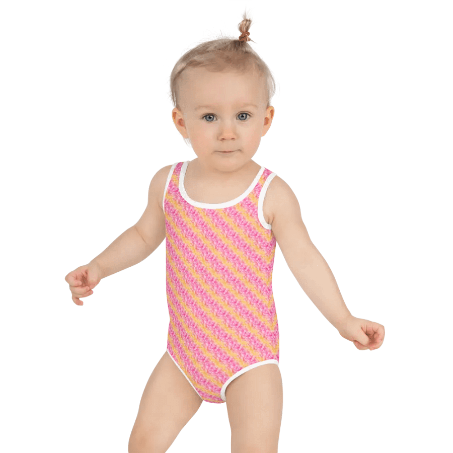 New Spring 'Sweet Lemons' Swimsuit for Girls Pink and Yellow Stripes product image (3)