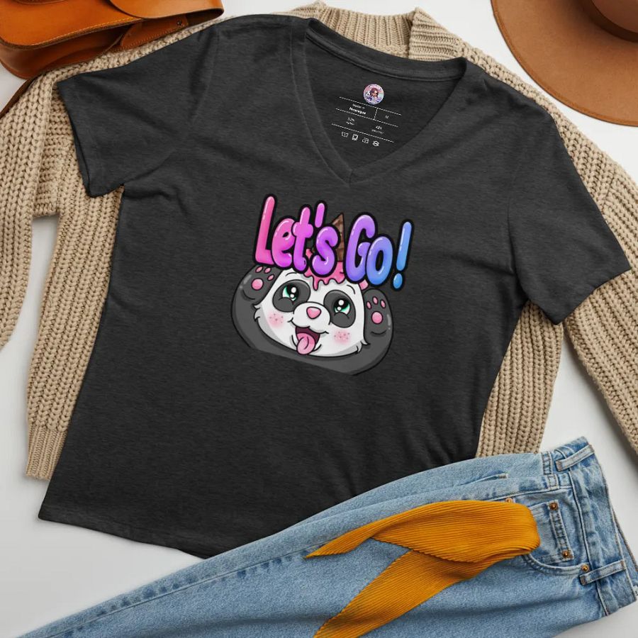 Let's Go Panda V-Neck Shirt product image (33)