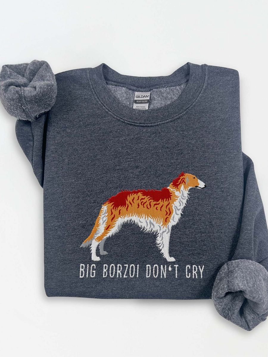 Big Borzoi Don't Cry Sweatshirt (Embroidered) of a Borzoi(Sable) product image (1)