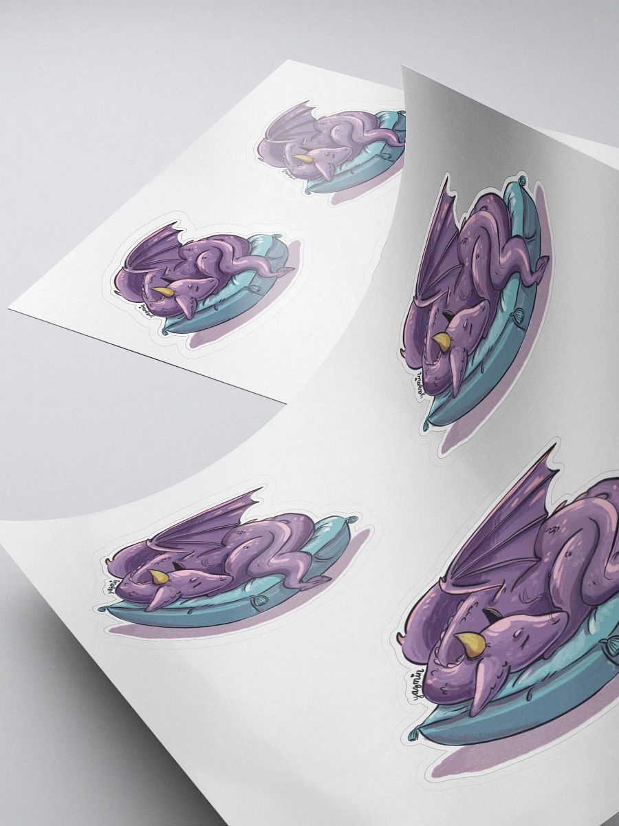 Young Dragon Sleeping on Pillow Sticker Set - Whimsical Fantasy Decals product image (4)