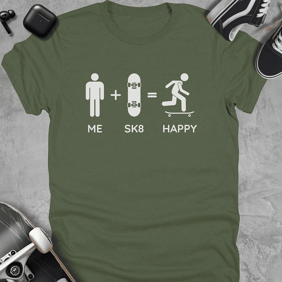 Me + sk8 = happy, Funny skateboarding t-shirt, Unisex product image (5)