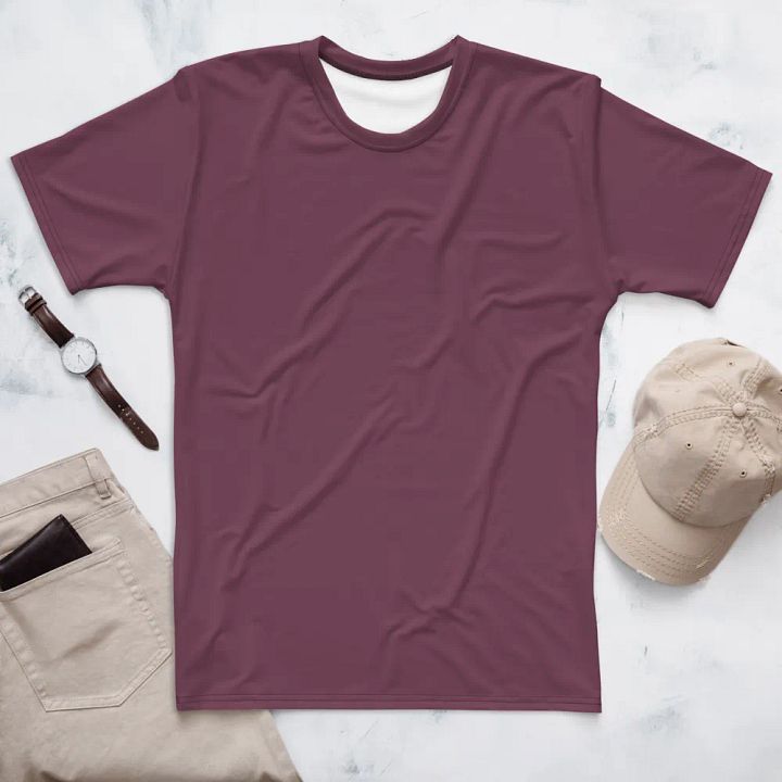 Plain Deep Purplish Red Soft Summer Men's Crewneck Polyester Heavyweight Premium T-Shirt by Treasure Pie product image (1)