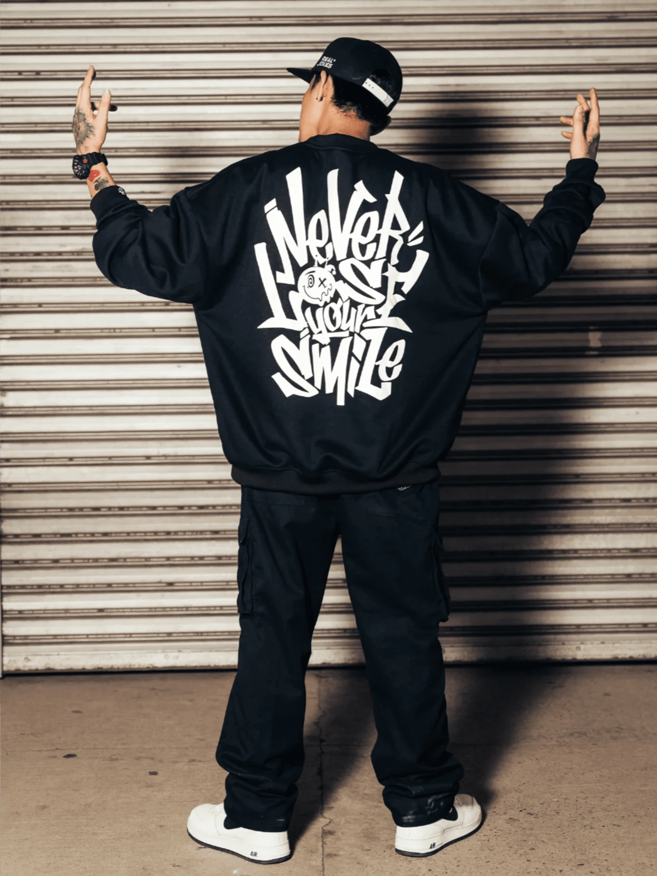 REAL JOKES NLYS (Never Lose Your Smile) Oversized Sweatshirt - Black product image (3)