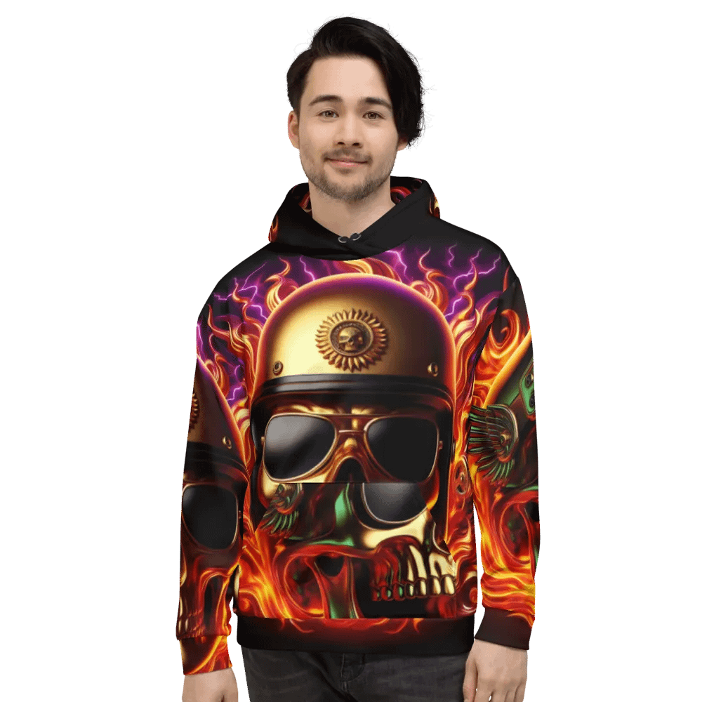 Golden Flame Skull - Unisex Skull Hoodie #55 product image (2)