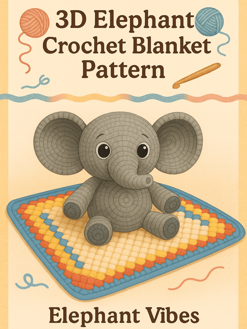 3D Elephant Crochet Blanket Pattern | Amigurumi Animal Blanket | Crochet PDF Tutorial product image (1)