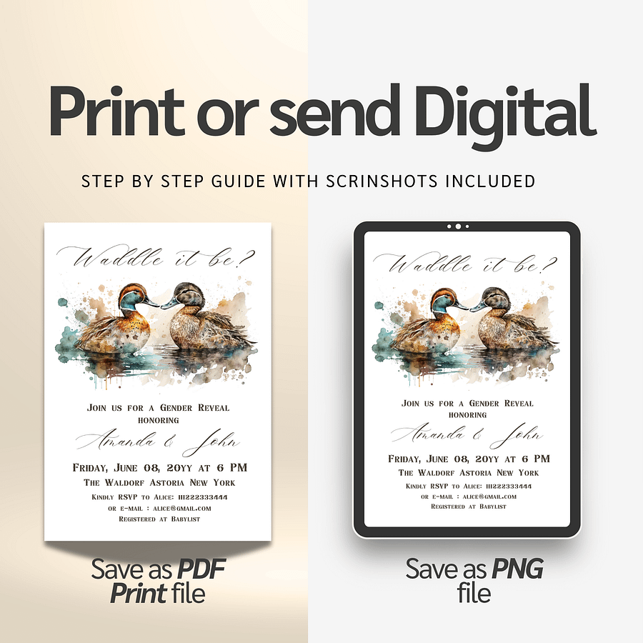 Waddle it Be Mallard Duck Gender Reveal Invitation product image (9)