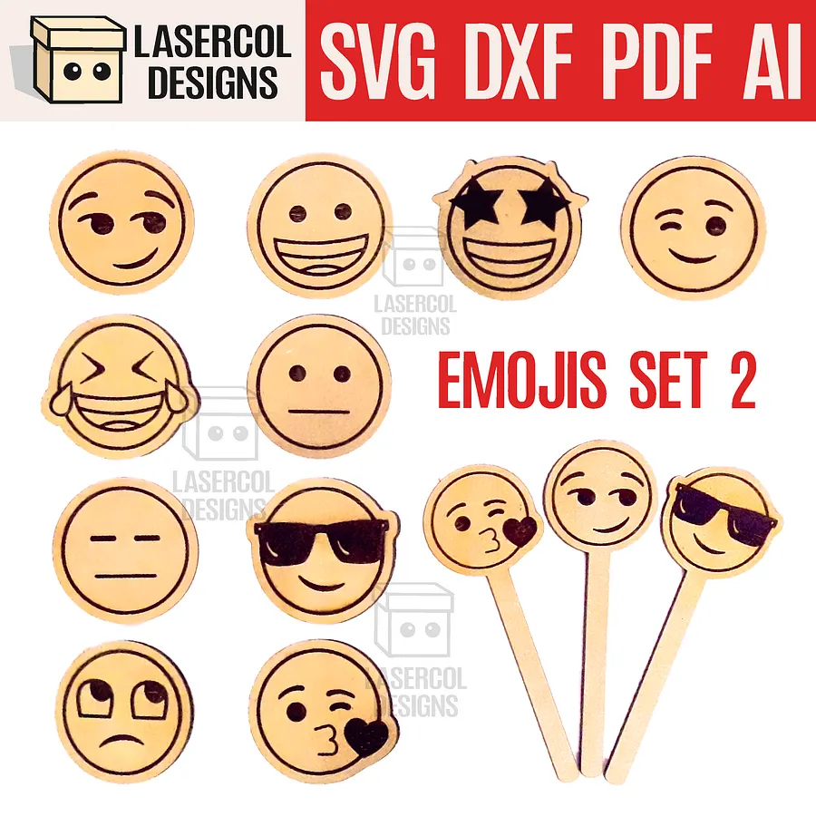 Emojis Set 2 - Laser Cut Files product image (1)