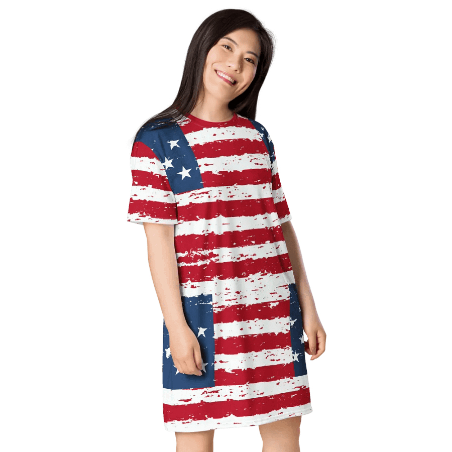 Geaux 31 (On Back) - Vintage Flag Pattern Patriots T-Shirt Dress product image (5)