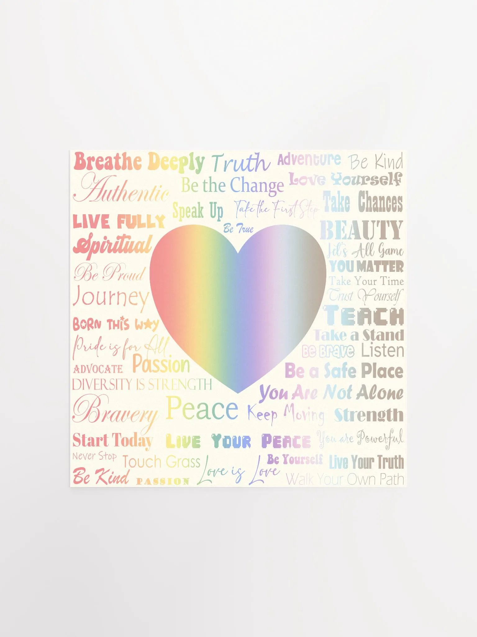 Love and Pride Square Poster (Rainbow Gradient Text) product image (1)