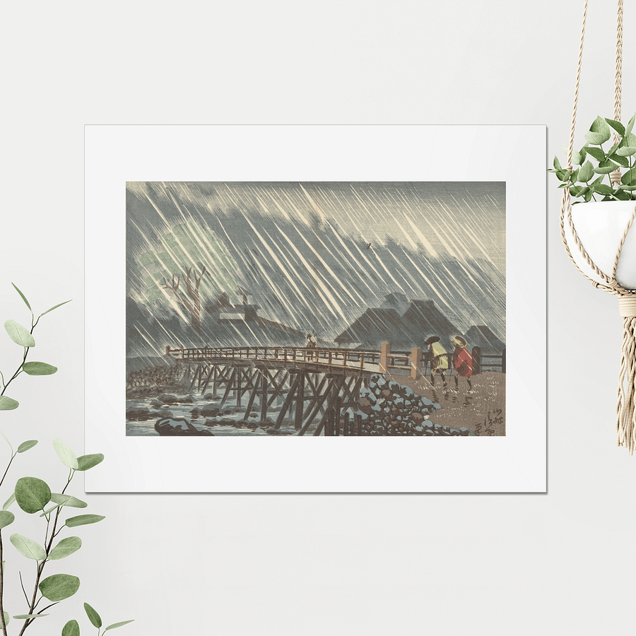 Rain at Mitsueda Bridge in Hakone - Kobayashi Kiyochika product image (3)