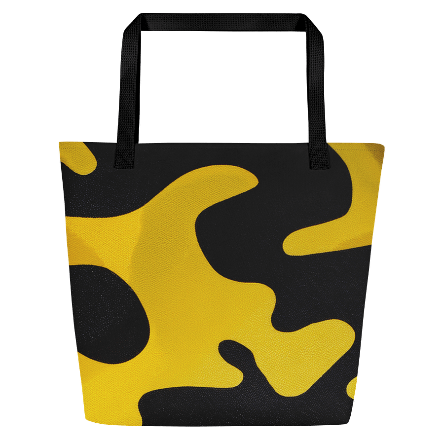 Large Tote Bag w/Pocket black and yellow camo product image (5)