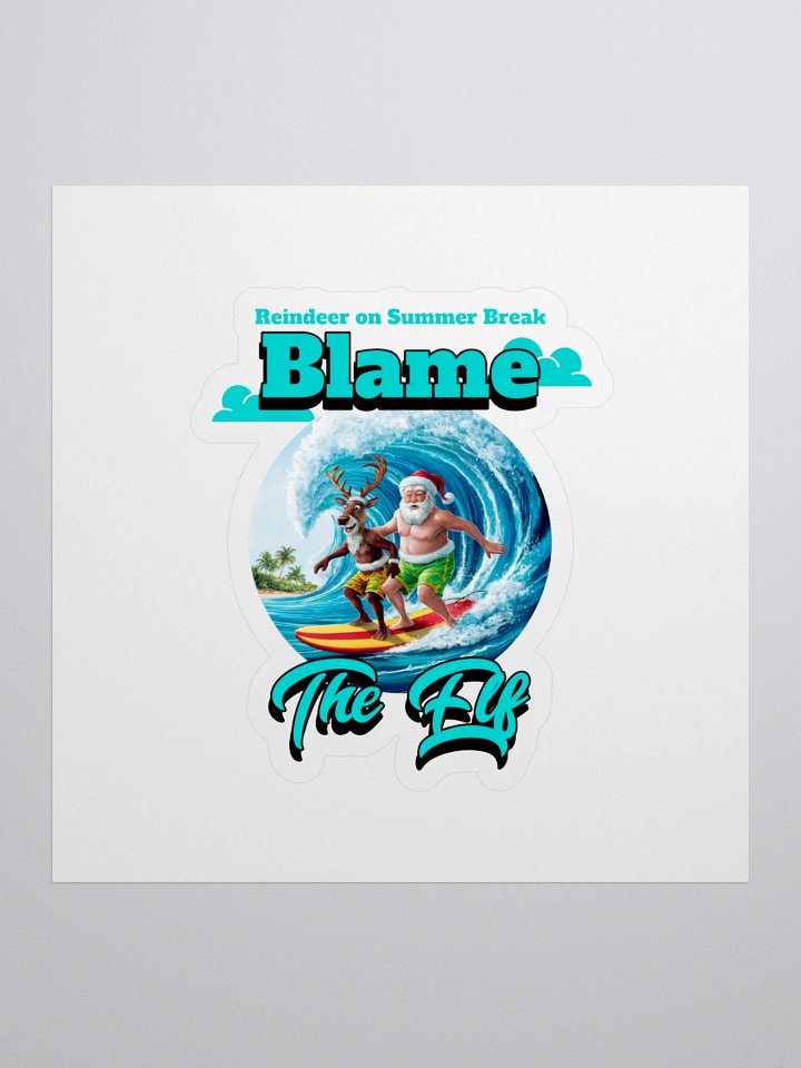Surfing Santa and Reindeer Kiss Cut Stickers product image (1)
