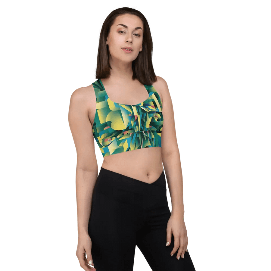 Abstract Lithographic Pattern Design Longline Sports Bra - V8 product image (12)