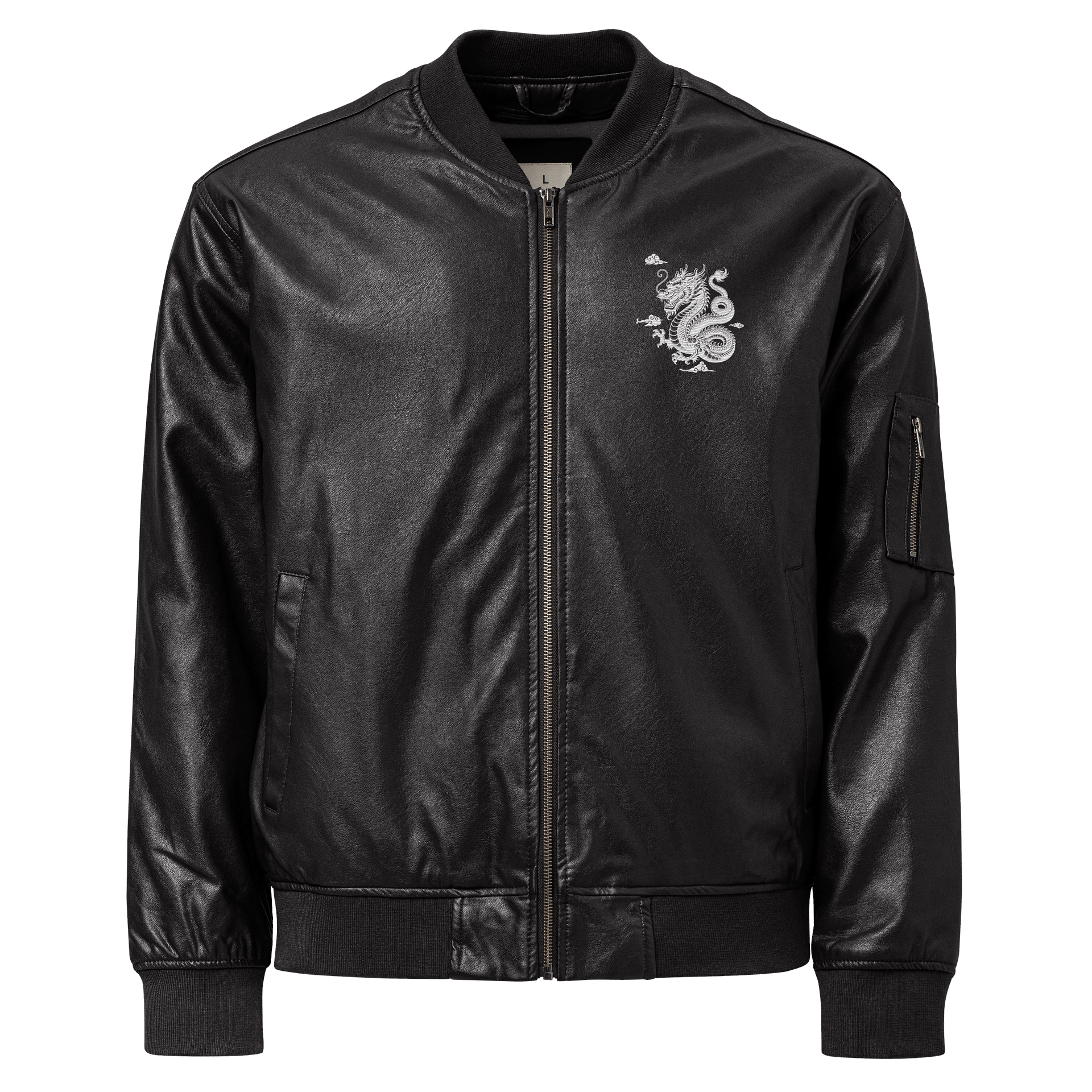 Pixelated Monochrome Faux Leather Bomber Jacket product image (1)