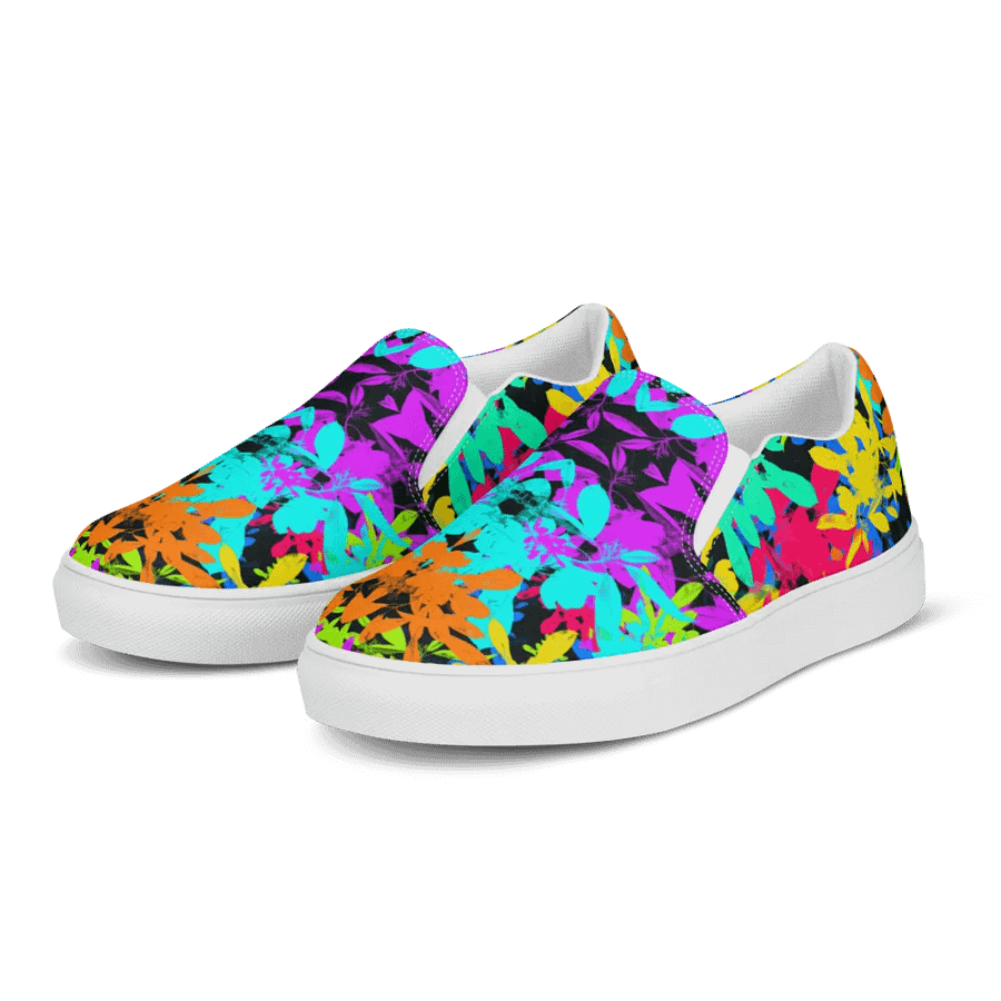 Ladies Brightly Coloured Geometric Leaf Design Slip On Shoes product image (4)