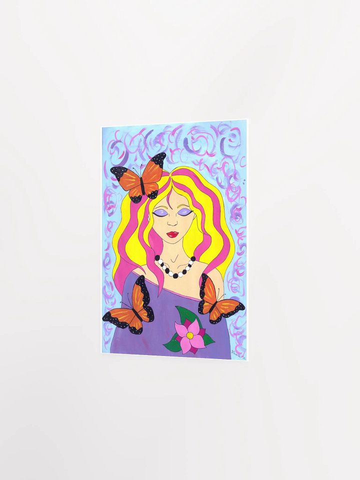 Butterfly spring woman (art by Dina R.) acrylic painting picture - Enhanced Matte Paper Poster (in) product image (2)