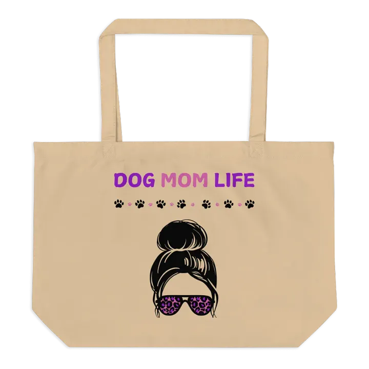 Dog Mom Life - Cool Lady in Cheetah Sunglasses Comfort Colors E-Counscious Large Organic Tote product image (2)