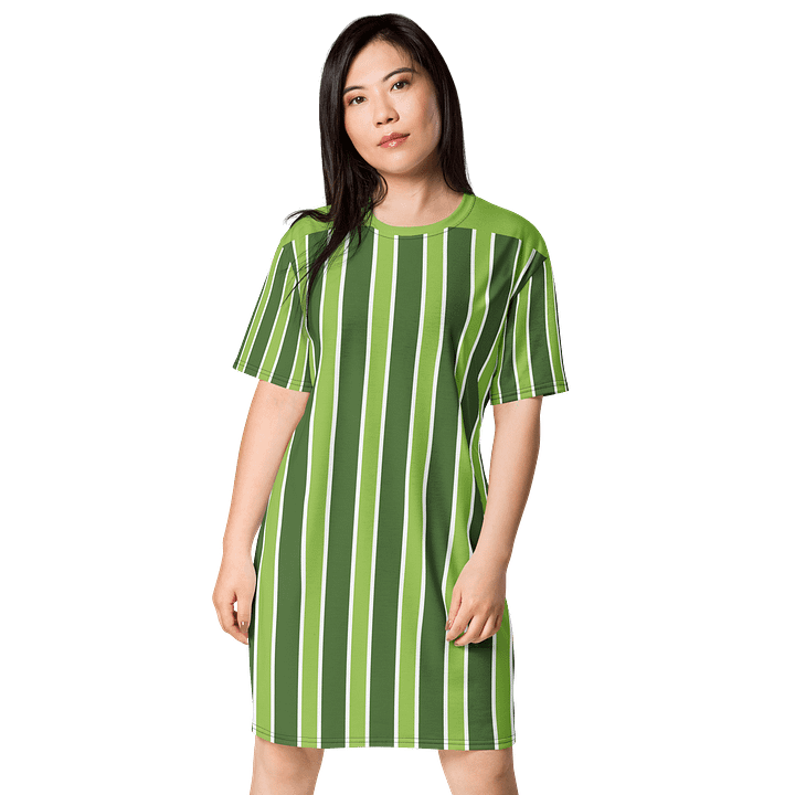 Exclusive Lime Green Striped Oversized T-Shirt Dress | TDS Music product image (1)