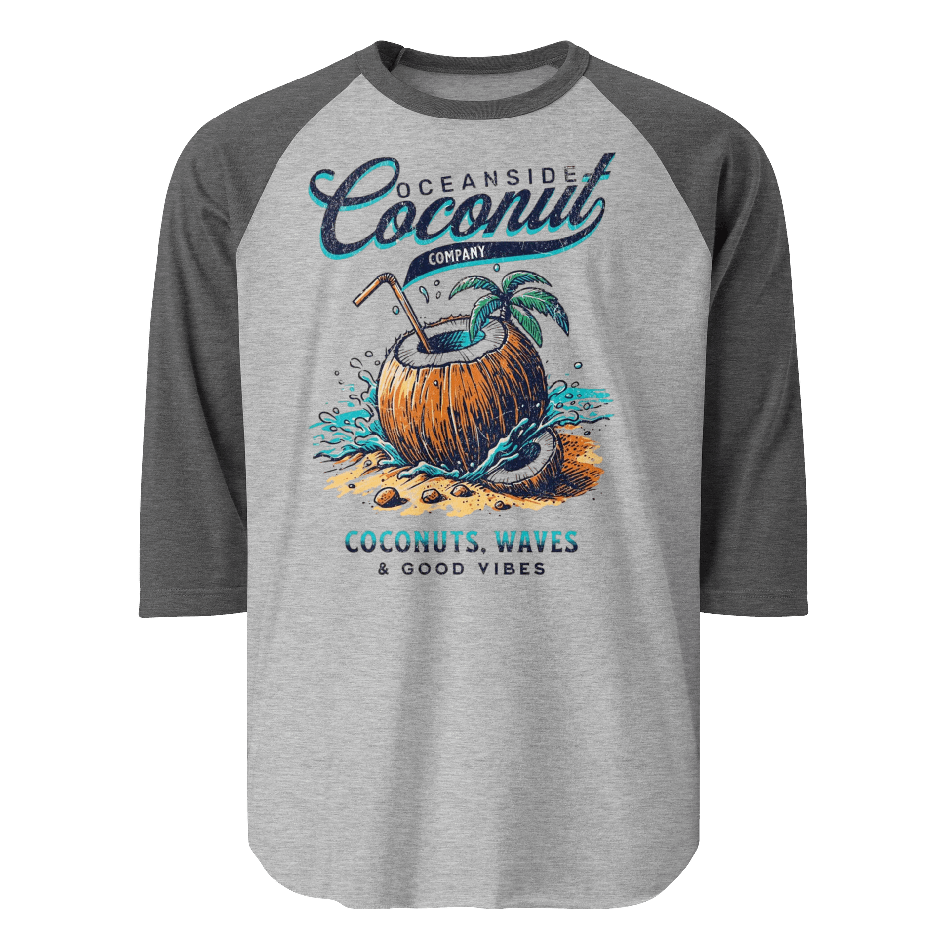 Tropical Coconut Beach Raglan Long Sleeve T-Shirt product image (1)
