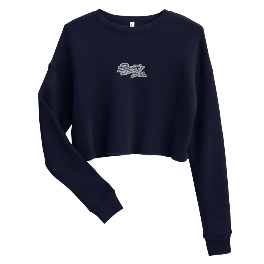 Bubbly and a B*tch (navy & white thread) embroidered fleece crop crew product image (4)