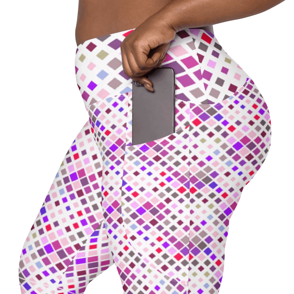 Colorful Square Pattern Design Leggings with Pocket - v2 product image (12)