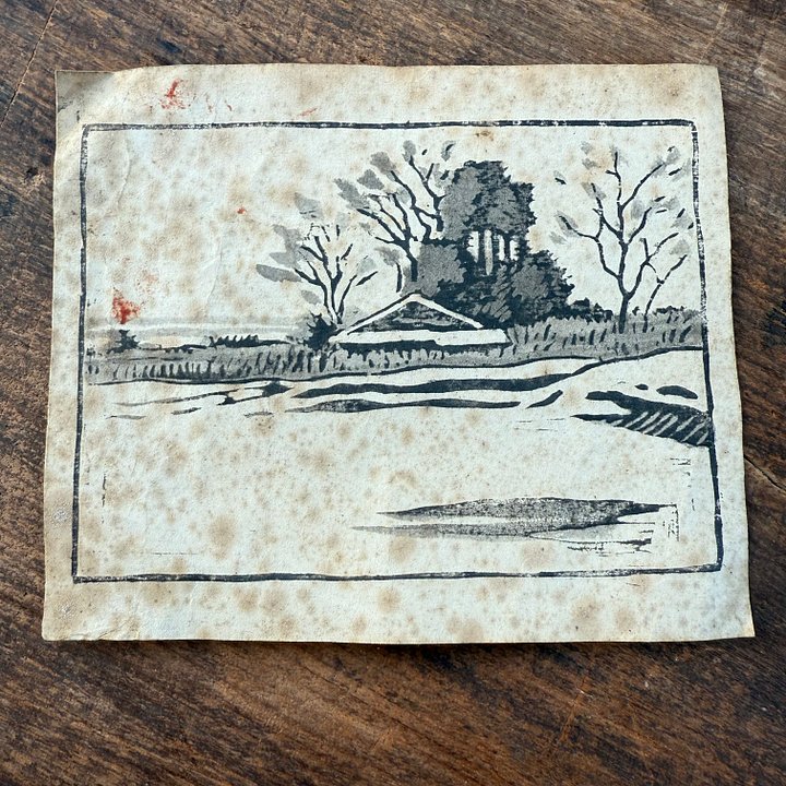 🎎 Vintage Japanese Washed-Washi Winter Farmhouse Print – Japan Antique Roadshow product image (1)