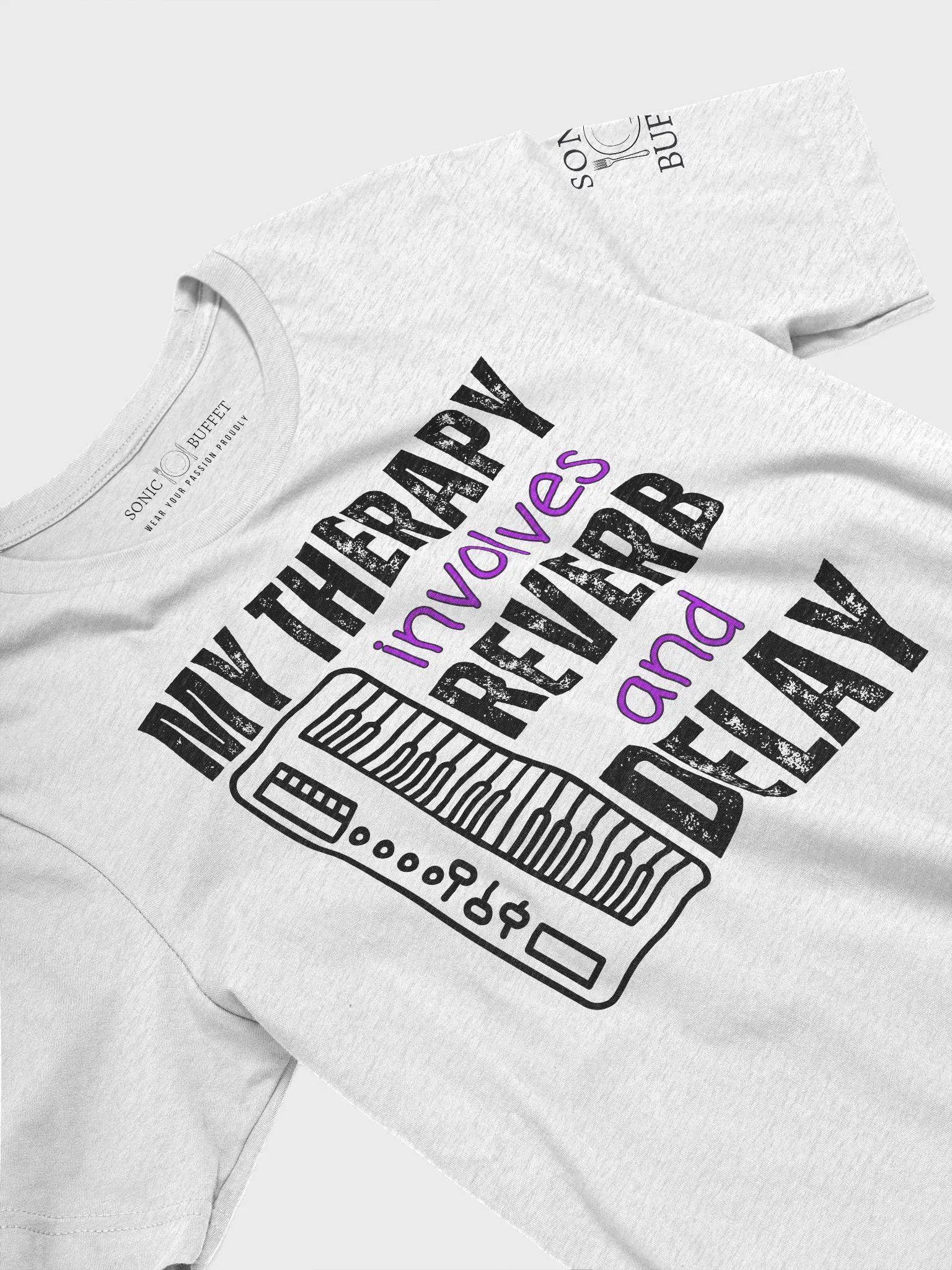 "My Therapy Involves Reverb and Delay" T-Shirt (light colors) product image (3)