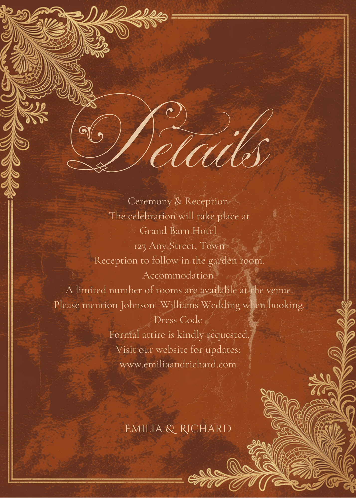 Editable Vintage Wedding Invitations | Edit in Canva | Instant Download Template | Rustic Brown Gold Terracotta product image (4)