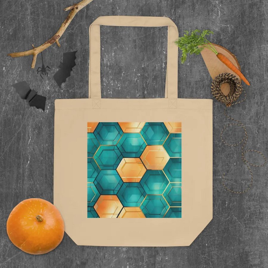 Hexagonal Harmony: Teal and Gold Geometric Fusion product image (5)