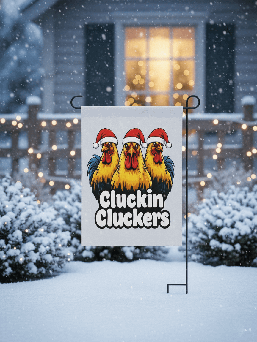 Cluckin Cluckers Christmas Farm Flag product image (1)
