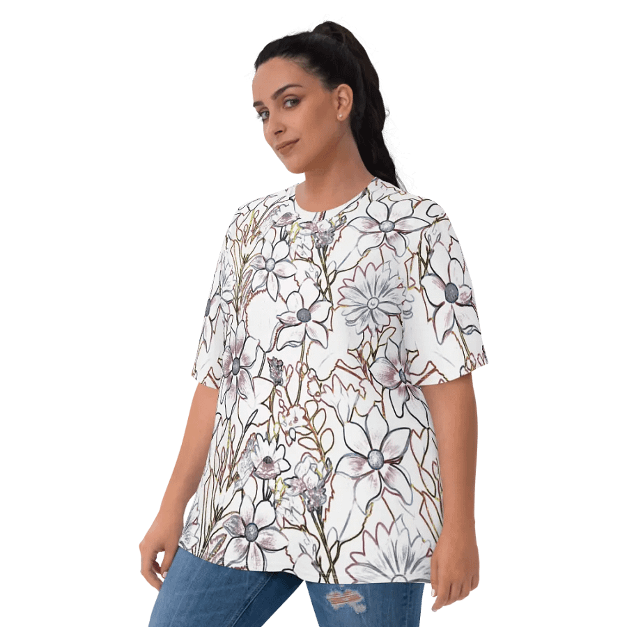 Line art White and Brown/Gray Floral/All-Over Print Scrunchie by Sublicolor product image (5)