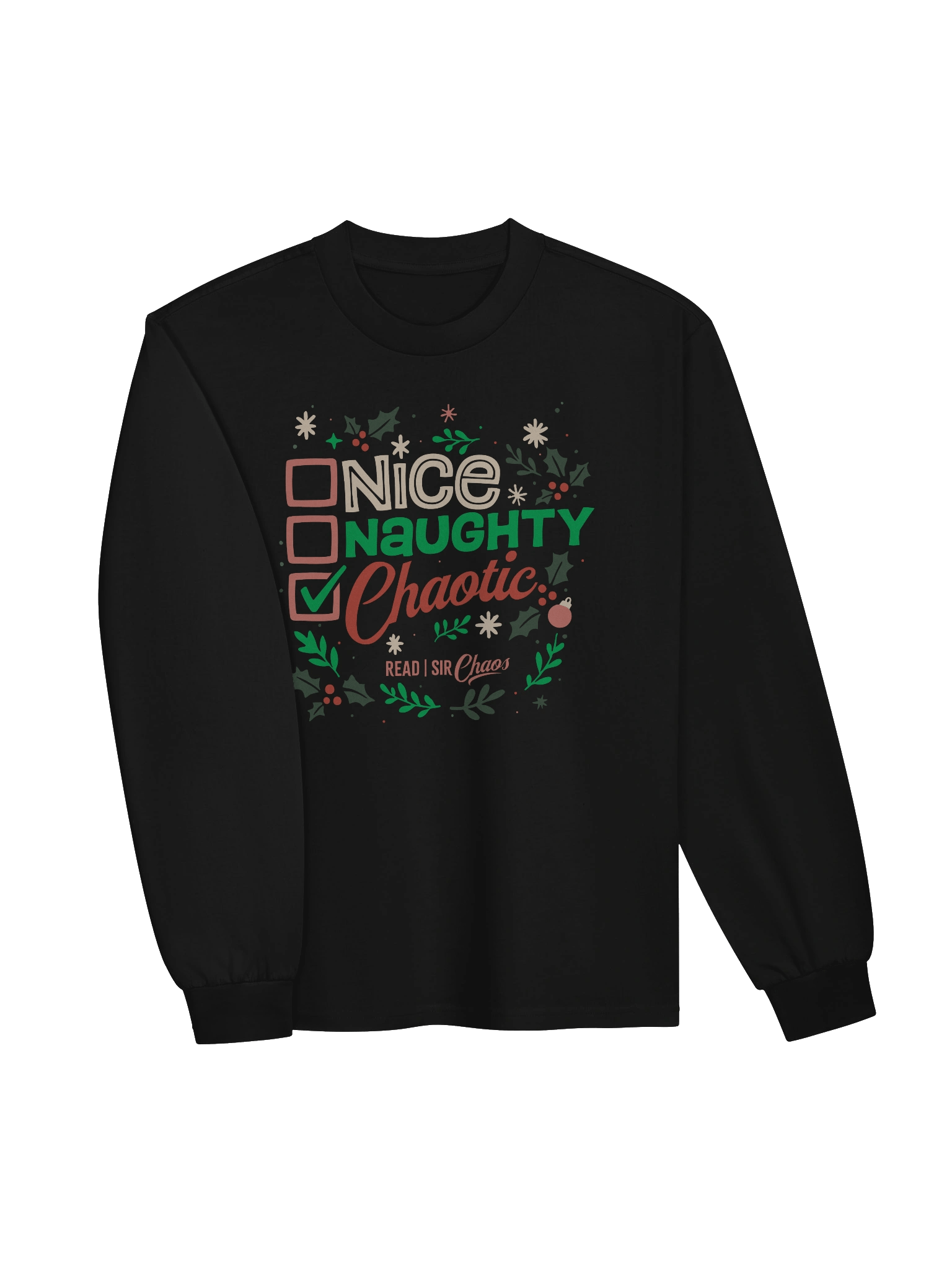 Nice, Naughty, Chaotic Long Sleeve Tshirt (Dark) product image (3)