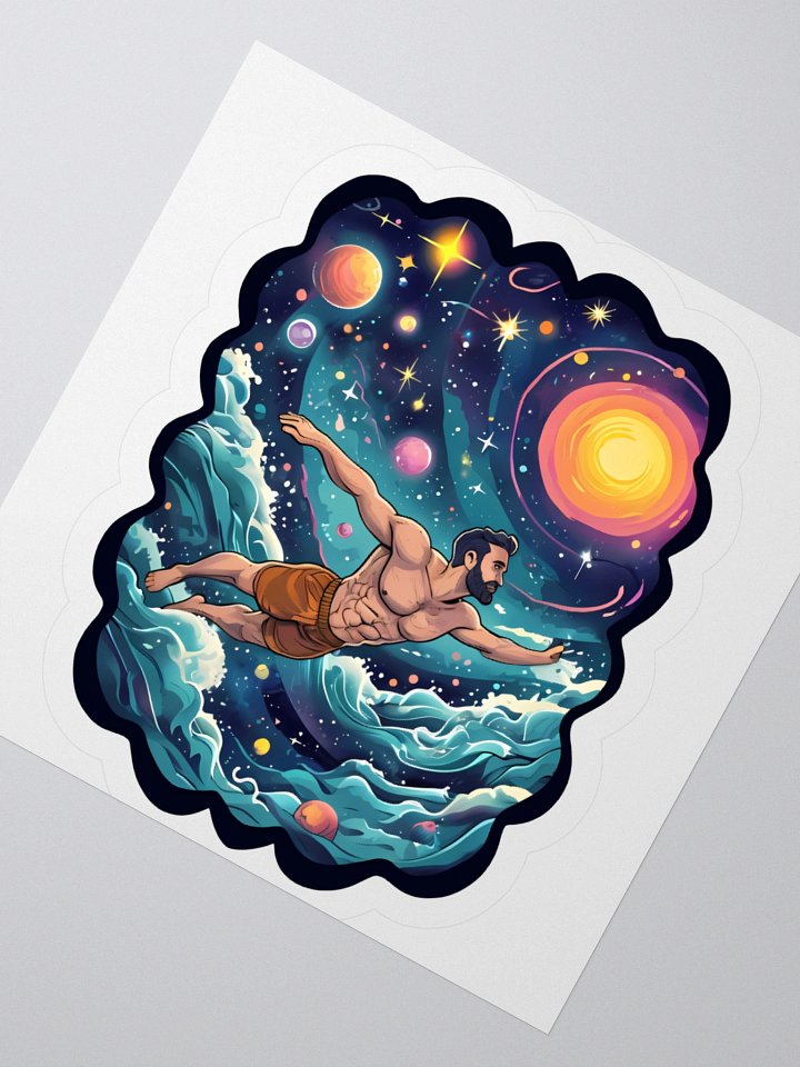 Cosmic Ocean Swimmer: Universe in Motion Sticker product image (6)
