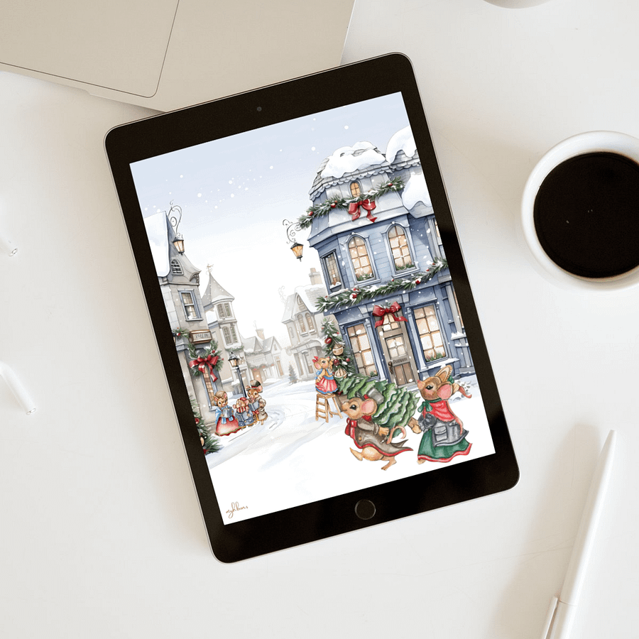 Prelude to Christmas Tablet Wallpaper | Festive Holiday Digital Background | Instant Download | 10 Resolutions product image (9)