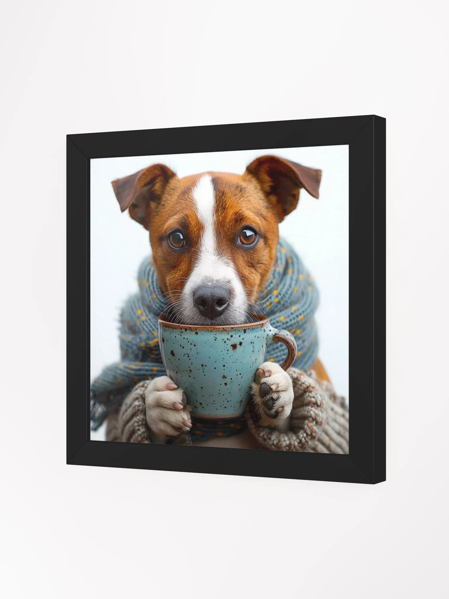 Cute Coffee Lover Jack Russell Terrier Dog Framed Wall Art product image (3)