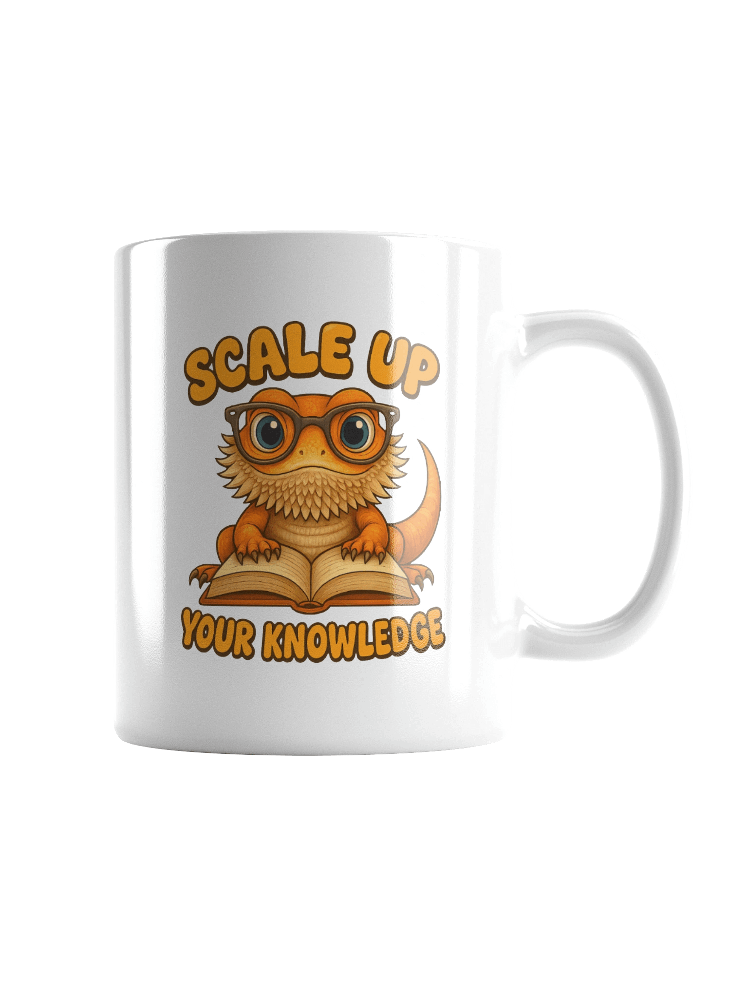 Bearded Dragon Pun Mug – “Scale Up Your Knowledge” Coffee Cup for Teachers & Bookworms product image (3)
