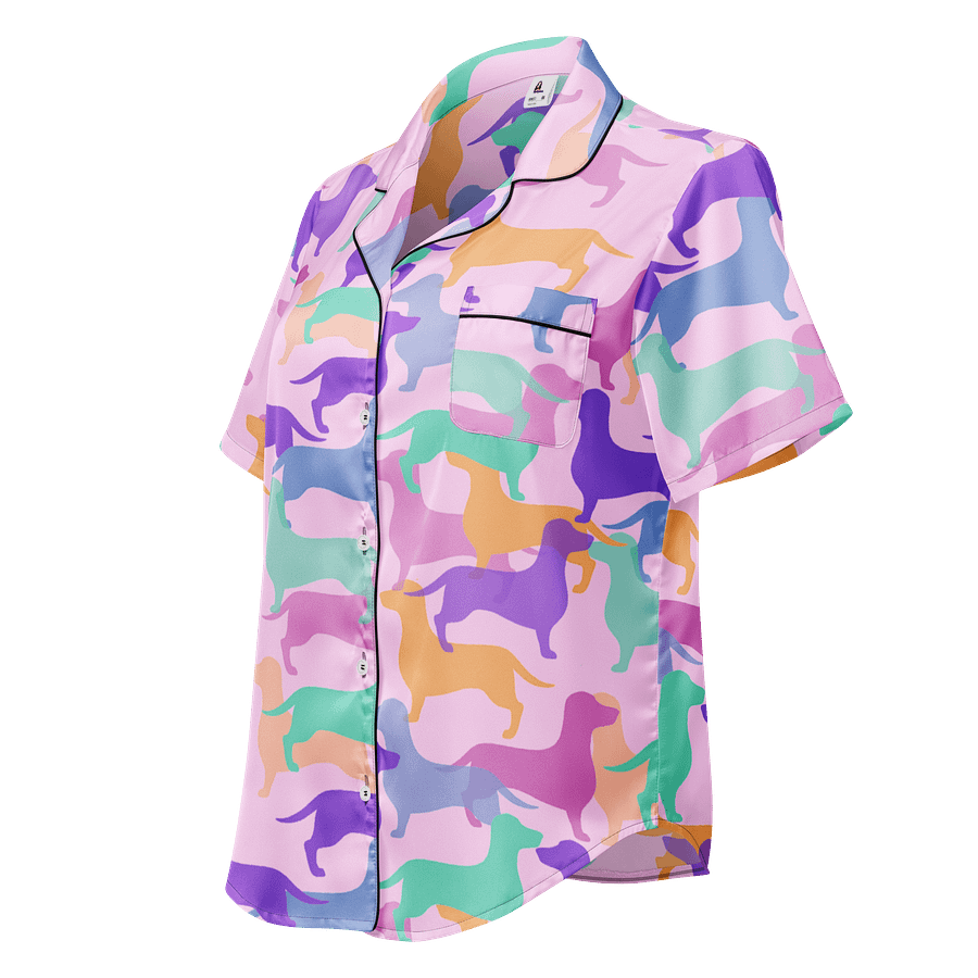 Pastel Hughie Dachshund Satin Pajama Top product image (1)